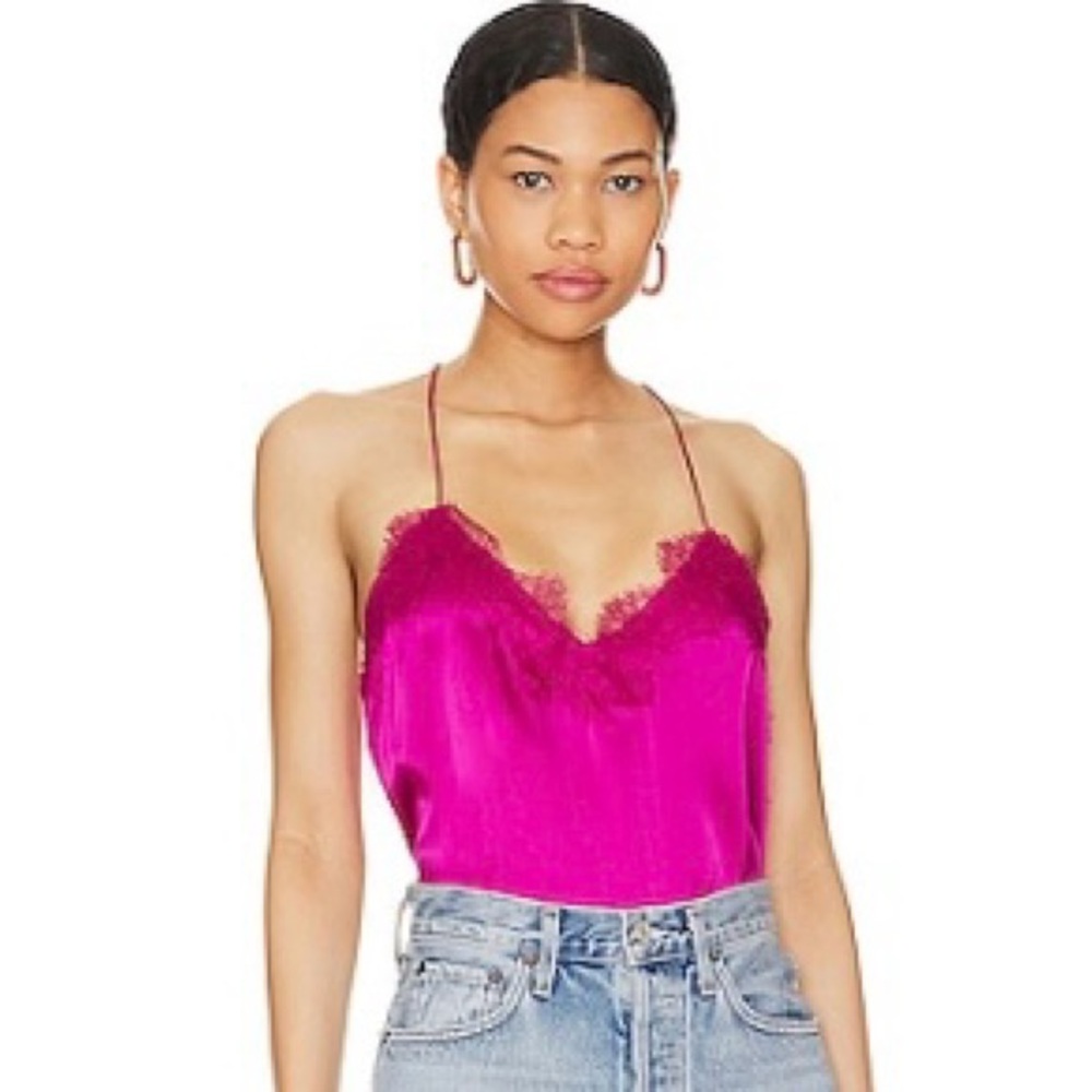 Pink Lace Trim Cami Top